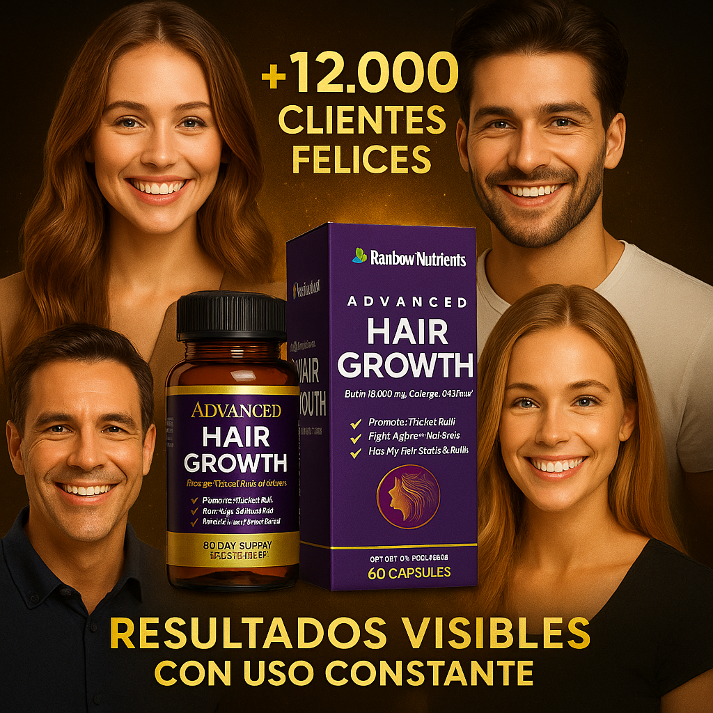 Hair Growth – Tecnología capilar USA que fortalece, engrosa y acelera el crecimiento natural del cabello (120 cápsulas)