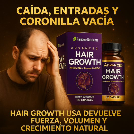 Hair Growth –  Tecnología capilar USA que fortalece, engrosa y acelera el crecimiento natural del cabello (120 cápsulas)